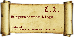 Burgermeister Kinga névjegykártya